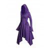 Lace Up Halloween Hooded Dress Multi Usage Handkerchief Hem Gothic Mini Dress - PURPLE M