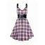 Robe Décontractée à Imprimé Carreaux Ceinture Anneau en O à Col V - Rose clair M