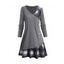 T-shirt Long Jointif à Carreaux Imprimé à Manches Longues avec Faux Bouton - Gris L