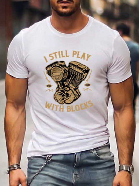 T-shirt à Imprimé Slogan à Col Rond en Coton Streetwear