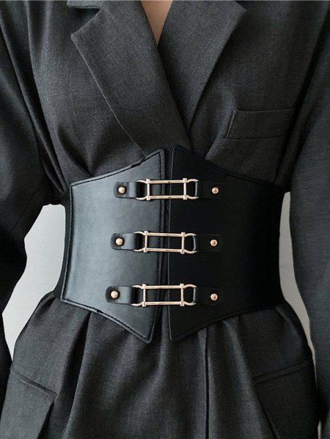 Studded Metal Decor Wide Waist Corset Belt