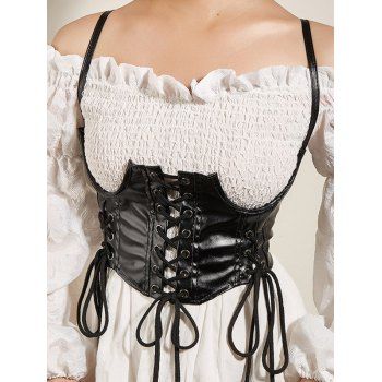 

Plain Color Lace Up Corset Harness Belt, Black