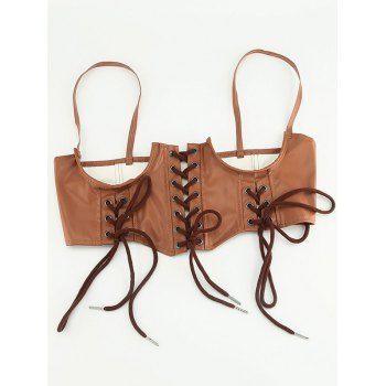 

Plain Color Lace Up Corset Harness Belt, Brown
