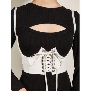 

Plain Color Lace Up Corset Harness Belt, White