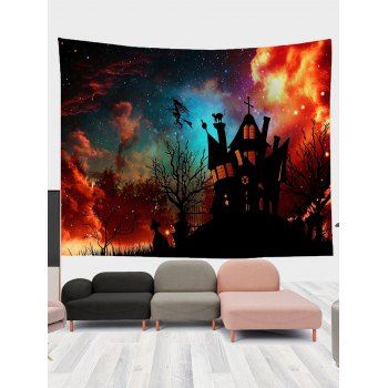 

Halloween Decoration Galaxy Castle Print Hanging Wall Tapestry, Multicolor a