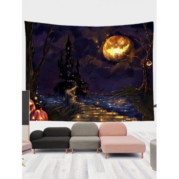 

Halloween Decoration Funny Pumpkin Castle Print Home Decor Hanging Wall Tapestry, Multicolor a