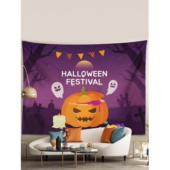 

Pumpkin and Grave Print Hanging Wall Halloween Decoration Tapestry, Multicolor a