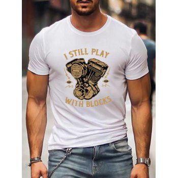 

Slogan Print Cotton T Shirt Round Neck Streetwear Tee, White