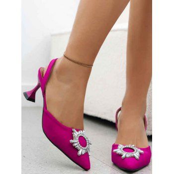 

Pointed Toe Slingback Sculptural Heeled Sandals, Rose red