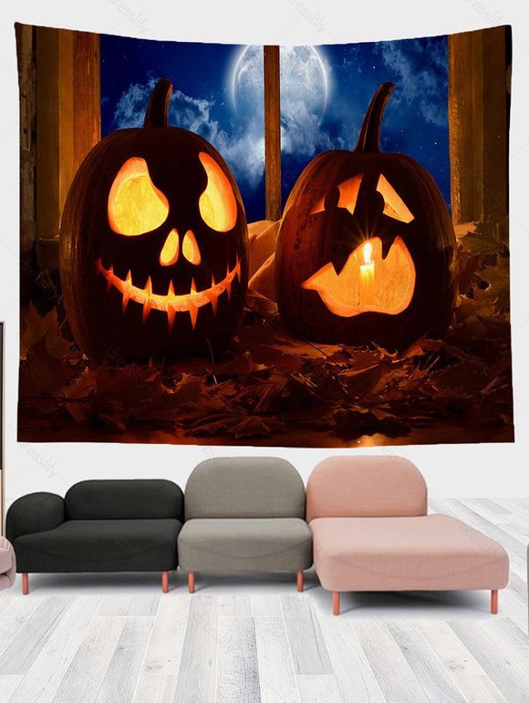 Tapisserie Murale Pendante Décoration D'Art D'Halloween à Imprimé Citrouille - multicolor A 