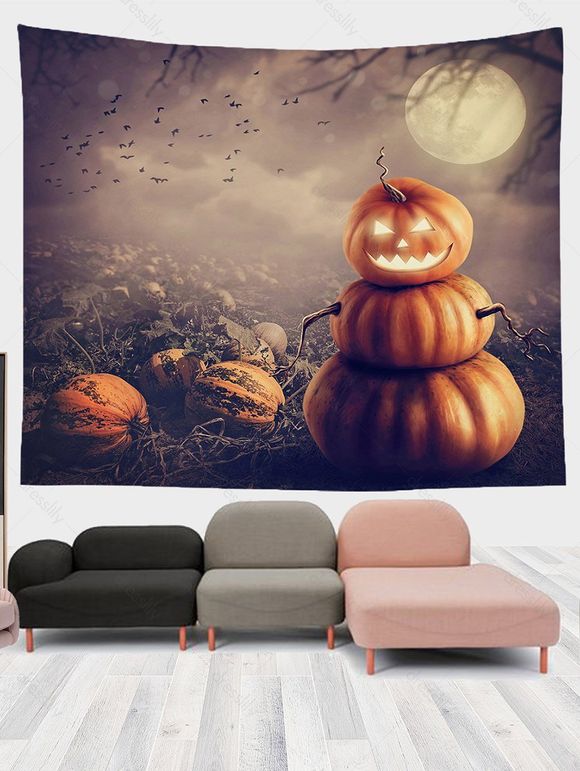 Tapisserie Murale Pendante Décoration D'Art D'Halloween à Imprimé Citrouille - multicolor A 