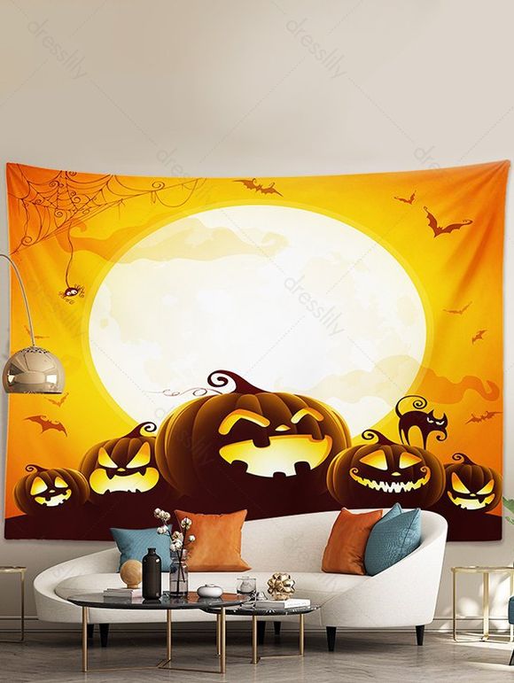 Tapisserie Murale Pendante Décoration D'Art D'Halloween à Imprimé Citrouille - multicolor A 150*100CM