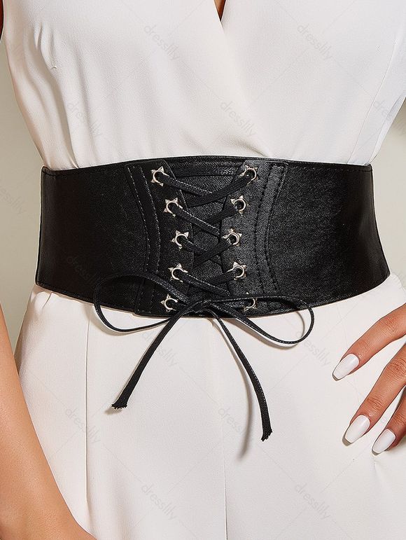 Ceinture Elastique Etoile à Lacets à Taille Large - Noir 1PC