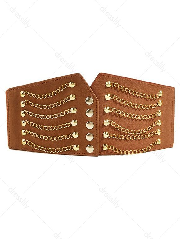 Ceinture Elastique Chaîne Décorée de Rivet - café 