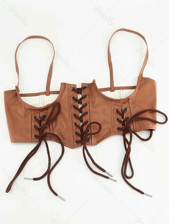 Ceinture de Harnais Corset à Lacets Couleur Unie - Brun 1PC
