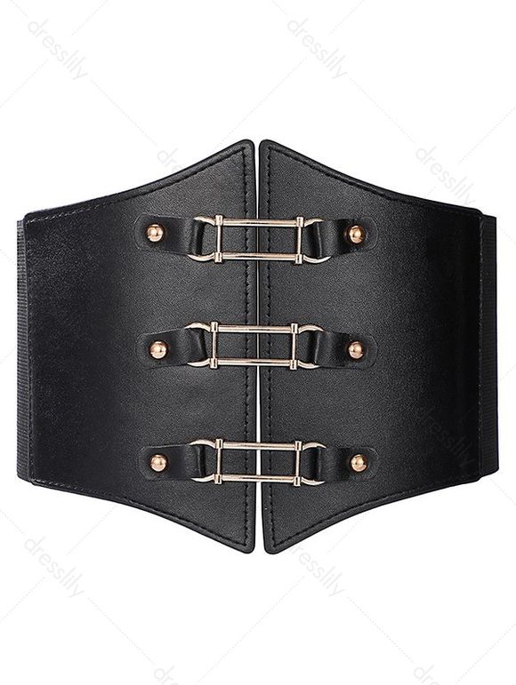 Ceinture Corset Large Ornée de Clous en Métal - Noir 1PC
