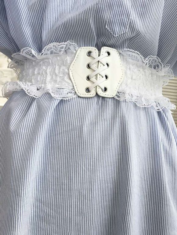 Ceinture Large en Couleur Unie à Lacets - Blanc 1PC