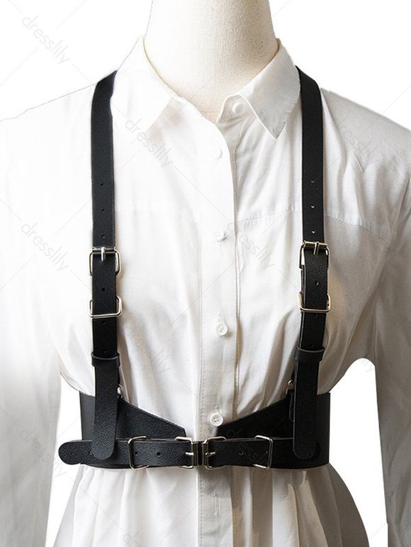 Ceinture Harnais Bouclée Décorée de Clous Style Punk - Noir 1PC
