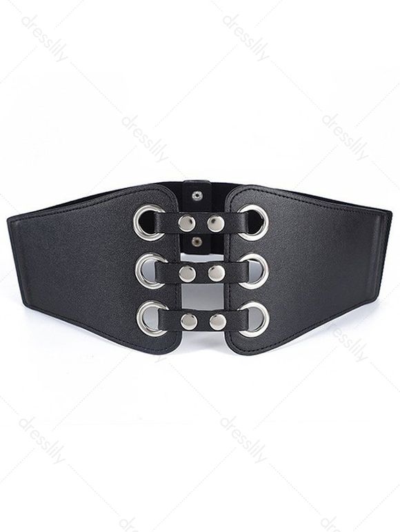 Ceinture Corset Large Décoré de Œillets et D'Œillets - Noir 1PC