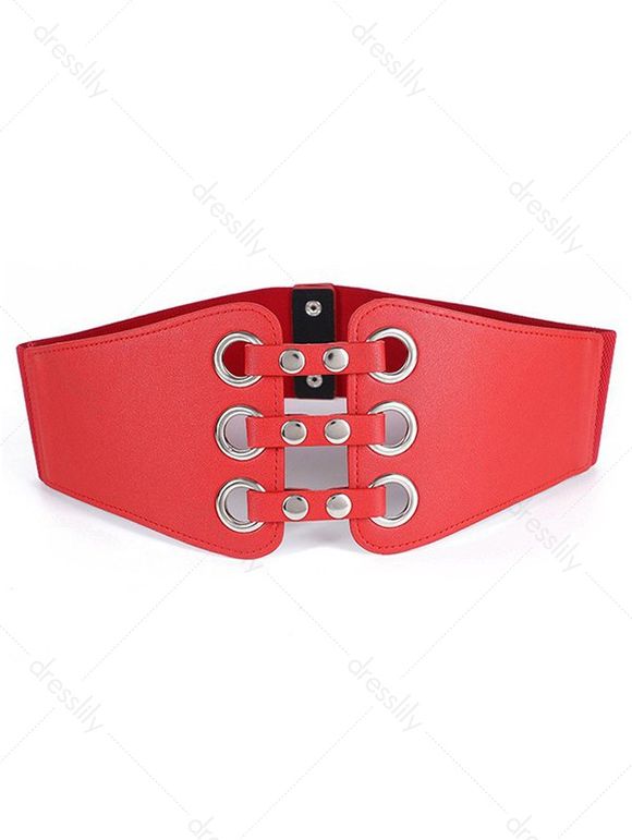 Ceinture Corset Large Décoré de Œillets et D'Œillets - Rouge 1PC