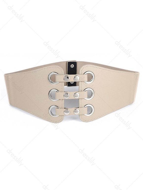 Ceinture Corset Large Décoré de Œillets et D'Œillets - Blanc Chaud 1PC