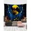 Tapisserie Murale à Imprimé Chauve-Souris dans la Nuit de Pleine Lune pour Halloween - multicolor A 