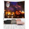 Tapisserie Murale à Imprimé Lune Citrouille et Galaxie pour Halloween - multicolor A 