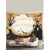 Tapisserie Murale à Imprimé Château et Chauve-Souris pour Halloween - multicolor B 150*100CM