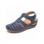 Cut Out Velcro Flat Wedge Sandals - Bleu profond EU 43