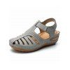 Cut Out Velcro Flat Wedge Sandals - Gris EU 41