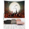 Tapisserie Murale à Imprimé Maison et Feuilles d'Érables pour Halloween - multicolor A 