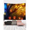 Tapisserie Murale à Imprimé Citrouilles Lanternes et Arbre Mort pour Halloween - multicolor A 
