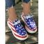Striped Star and American Flag Print Lace Up Casual Shoes - Rouge EU 35