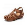 Cut Out Velcro Flat Wedge Sandals - Brun EU 39