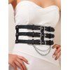 Ceinture Superposée à Double Boucle Décorée de Rivet Chaîne - Noir 1PC