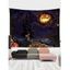 Tapisserie Murale à Imprimé Citrouilles et Château Amusant pour Halloween - multicolor A 