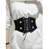 Ceinture Vintage Bouclée à Taille Large à Lacets avec Œillet - Noir 1PC