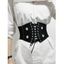 Ceinture Vintage Bouclée à Taille Large à Lacets avec Œillet - Noir 1PC
