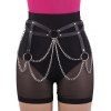 Ceinture Punk Chaîne Anneau en O Décoré de Rivet à Frange - Noir 1PC