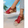 Cut Out Fish Mouth Buckle Strap Wedge Sandals - Rouge EU 43