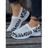 Colorblock Leopard Print Knit Detail Breathable Slip On Shoes - Blanc EU 42