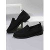 Plain Color Breathable Knit Detail Slip On Casual Flat Shoes - Noir EU 37