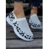 Colorblock Leopard Print Knit Detail Breathable Slip On Shoes - Blanc EU 39