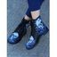 Skull Print Round Toe Lace Up Halloween Boots - Bleu EU 41