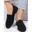 Plain Color Breathable Knit Detail Slip On Casual Flat Shoes - Noir EU 39