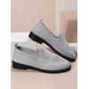 Plain Color Breathable Knit Detail Slip On Casual Flat Shoes - Gris EU 38