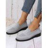 Plain Color Breathable Knit Detail Slip On Casual Flat Shoes - Gris EU 42
