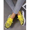Leopard Pattern Breathable Slip On Flat Sport Shoes - Jaune EU 40