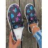Butterfly Print Lace-up Slip On Flat Shoes - Noir EU 40