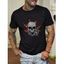 T-shirt à Imprimé Crâne à Manches Courtes en Coton Streetwear - Noir XXL